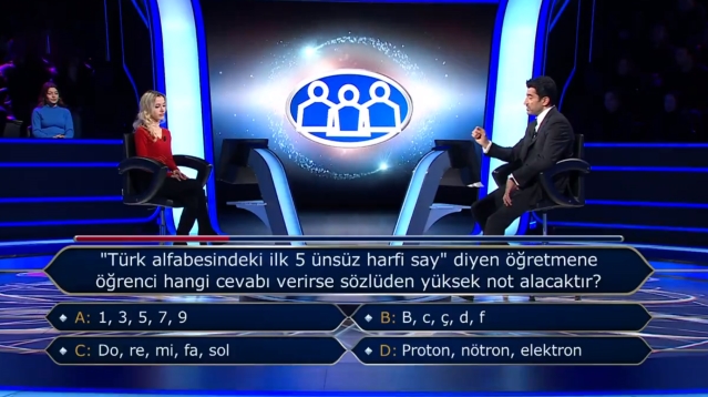 Türk alfabesindeki ilk ünsüz 5 harfi nedir? Kim Milyoner Olmak İster'de alfabede ilk ünsüz 5 harfin sorusunun doğru cevabı ne?