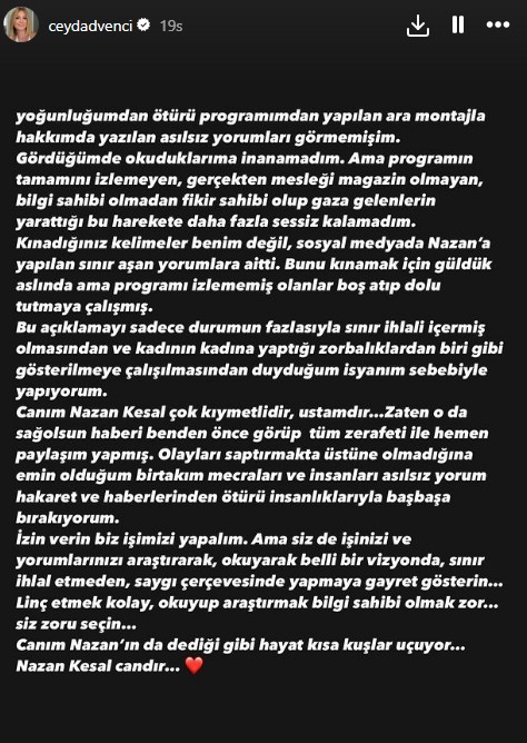 Nazan Kesal'a 'Umarım kapı kapı gezmezsin' dediği için linç edilen Ceyda Düvenci sessizliğini bozdu